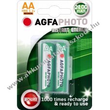Agfaphoto Instant Energy AA HR06 Mignon ceruza Akkumul�tor 1.2V 2100mAh 2db/csomag NiMH