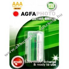Agfaphoto Instant Energy AAA (mikro) Akkumul�tor 1.2V 950mAh 2db/csomag NiMH
