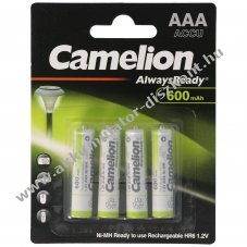 Camelion Always Ready AAA (Micro) Akkumul�tor 1,2V 600mAh 4db/csomag NiMH