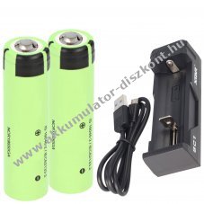 Panasonic 18650 Li-ion Akkumul�tormul�tor 3,7V 3300mAh magas plusz p�lus