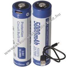 2db 21700 Li-ion Akkumul�tormul�tor 5000mAh 3,7V PCB v�delemmel USB-C t�lt�si lehet�s�ggel