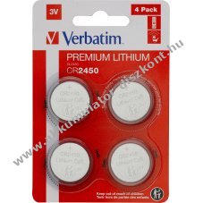 Verbatim l�tium gombelem CR2450 3V 4db/csomag