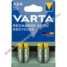 Varta Accu Recycled AAA (mikro) Akkumul�tor 1.2V 800mAh 4db/csomag NiMH
