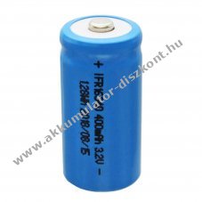 EIZfan IFR 16340 Akkumul�tor 3,2V 400mAh napelemes Button Top v�d��ramk�r n�lk�l LiFePO4