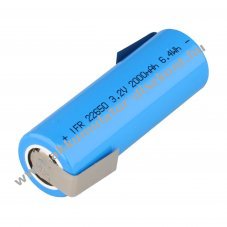 Helyettes�t� Akkumul�tor IFR22650 napelemes 3,2V-3,3V 2000mAh forrf�l Z-forma 22,1mmx65mm LiFePO4