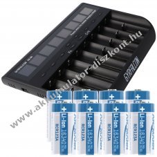 Helyettes�t� Akkumul�tor CR123A 3,7V 850mAh 8db/csomag + 8 csatorn�s LCD gyorst�lt� Li-Ion