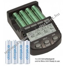ALPHA700 gyorst�lt� LCD-kijelz�vel, 4x Sanyo HR-4UTG AAA (mikro) elemekkel egy�tt