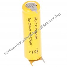 Helyettes�t� Akkumul�tor Flat Top AA Mignon ceruza 1,2V 780mAh 1db/csomag NiCd