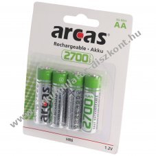Arcas Mignon ceruza AA LR6 HR6 Akkumul�tor 1,2V 2700mAh 4db/csomag NiMH
