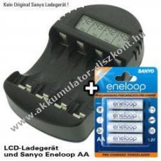 Panasonic gyorst�lt� LCD HR-3UTGB + 4x Panasonic eneloop AA Mignon ceruza 2000mAh 4db/csomag NiMH