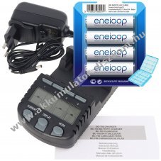 Technoline BC700 LCD t�lt� + Panasonic eneloop HR-3UTGB AA 1.2V 2000mAh 4db/csomag Akkumul�torbox NiMH