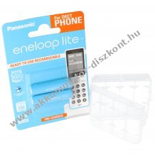 Panasonic eneloop lite BK-4LCCE/2DE Micro Akkumul�tor 1,2V 600mAh 2db/csomag AccuSafe t�rol�doboz NiMH