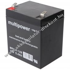 Multipower MP5.4-12B 12V 5,4Ah 6,3mm Faston Akkumul�tor AGM �lom-zsel�s