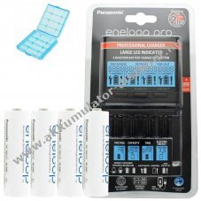 Panasonic eneloop t�lt� BQ-CC65 LCD-kijelz�vel 4db AA NiMH elemmel csomag
