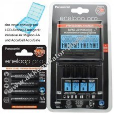 Panasonic eneloop BQ-CC65 t�lt� LCD kijelz�vel 4db eneloop Pro AA NiMH Akkumul�tormul�torral