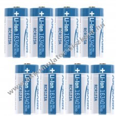 Helyettes�t� Akkumul�tor CR123A 3,7V 700mAh 8db/csomag Li-Ion