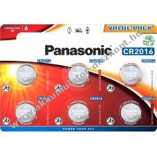 Panasonic CR2016 3V l�tium gombelem 6db/csomag