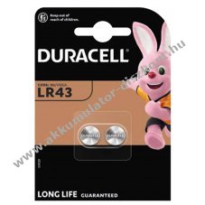 Duracell LR43-V12GA LR1142 186 84 gomb gombelem 2db/csomag