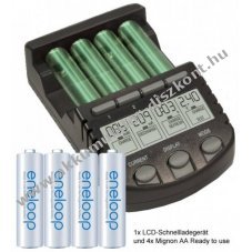 Panasonic eneloop Standard Mignon ceruza AA HR-3UTGA Akkumul�tor 1.2V 2000mAh 4db/csomag + LCD t�lt� NiMH