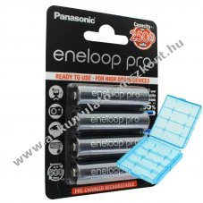 Panasonic eneloop Pro HR-3UWX AA Mignon ceruza Akkumul�tor 1.2V 2500mAh 4db/csomag + Akkumul�torbox NiMH