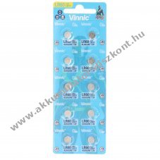 10 db AG1 alk�li elemes eldobhat� elem, t�pus G1, AG1, L621, LR60, 6,8x6,8x2,15 mm