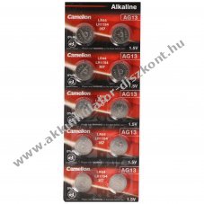 Camelion AG13/LR44 V13GA GPA76 82 LR1154 357A gombelem 1,5V 110mAh 10db/csomag Alkaline