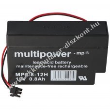 Multipower MP0.8-12H 12V 800mAh Molex 43025-200 fekete csatlakoz� Akkumul�tor AGM �lom-zsel�s