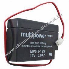 Multipower MP0.8-12S 12V 800mAh JST csatlakoz�s AGM �lom-zsel�s