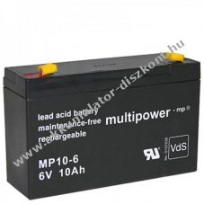 Multipower MP10-6 6V 10000mAh Faston 4,8mm AGM �lom-zsel�s Akkumul�tor