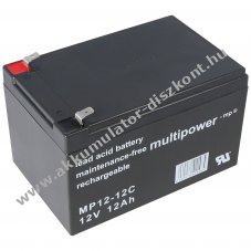 Multipower MP12-12C 12V 12Ah Akkumul�tor �lom-zsel�s AGM