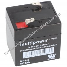 Multipower MP1-6 6V 1000mAh Faston 4,8mm Akkumul�tor AGM �lom-zsel�s