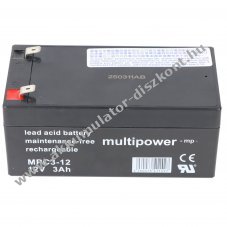 Multipower MP3-12C 12V 3000mAh 6,3mm Faston Akkumul�tor AGM �lom-zsel�s