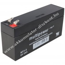 Multipower MP3-8 8V 3000mAh Akkumul�tor AGM �s �lom-zsel�s