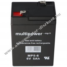 Multipower MP5-6 6V 5Ah Faston 4,8mm Akkumul�tor AGM �lom-zsel�s