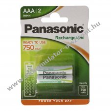 Panasonic AAA (Micro) Akkumul�tor 1,2V 800mAh 2db/csomag NiMH DECT telefon