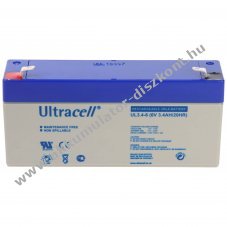 Ultracell �lom Akkumul�tor 6V 3,4Ah Faston 4,8mm