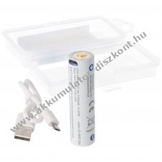 18650 Li-Ion Akkumul�tor 3,7V 3200mAh Micro-USB t�lt�vel