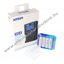 XTAR VC4 gyorst�lt� 4db Panasonic eneloop Standard BK-3MCC1 AA NiMH Akkumul�torval