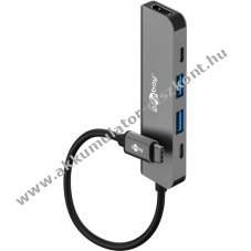 Goobay Slim 5 portos USB-C hub HDMI 4K 2x USB-C 2x USB-A 100W PD