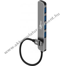 Goobay Slim 4-port USB-C hub USB 3.2 5Gbit/s USB-A csatlakoz�kkal