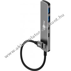 Goobay Slim 4-port USB-C hub USB 3.2 5Gbit/s 2x USB-C 2x USB-A