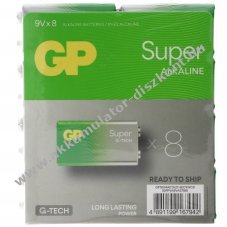 GP Alkaline Super 9V E-Block 6F22 hagyom�nyos elem 8db/csomag alk�li