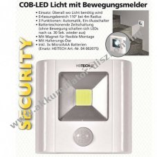 Heitech mozg�s�rz�kel� COB-LED vil�g�t�ssal, automata �s be-/kikapcsol�, id�z�t�, 3xAAA (mikro) LR03