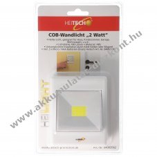 Heitech COB fali l�mpa 2W 100lm vezet�k n�lk�li 3xAAA (mikro) elemekkel feh�r