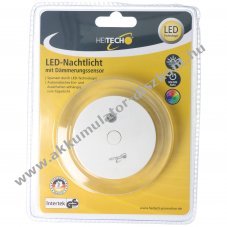Heitech LED �jszakai l�mpa alkonyat�rz�kel�vel Eurocsatlakoz� t�bbsz�n� LED-gy�r�