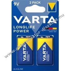 Varta alk�li 9V 6LR61 Longlife Power 2db/csomag