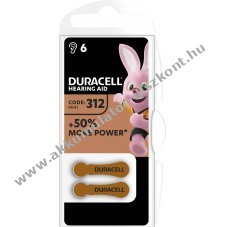 Duracell 312 Easy Tab 1,4V 6db/csomag hall�k�sz�l�k elem Zinc Air