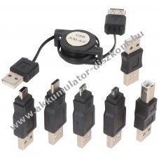 Heitech USB adapter k�szlet 7db/csomag feltekerhet� hosszabb�t� 75cm