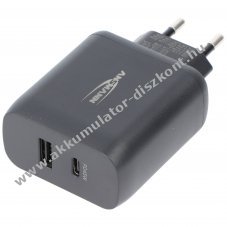 Ansmann 245PD USB-C PD t�lt� 45W 2x USB (USB-C PD + USB-A QC) laptopokhoz