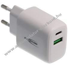 Ansmann HC218PD USB t�lt� USB-A �s USB-C 20W feh�r